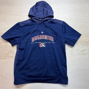 Binghamton Rumble Ponies Hoodie Lg Blue MILB Baseball Majestic Short Sleeve Mets